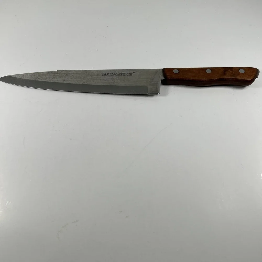Vintage Maxamedge Butcher Knife Kitchen Wooden Handle